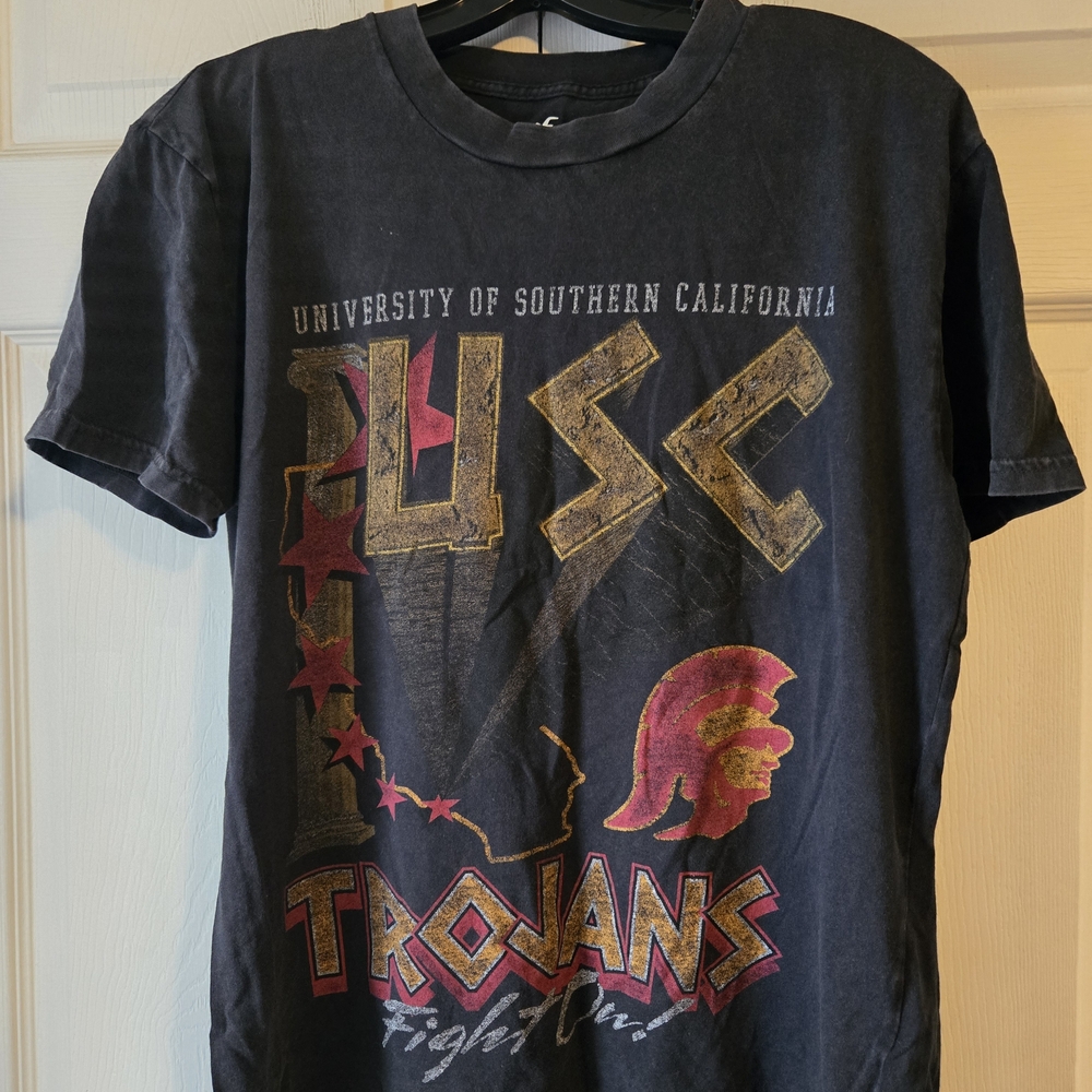 Hollister Black USC Trojans Graphic Tee with Gold & Red Accents